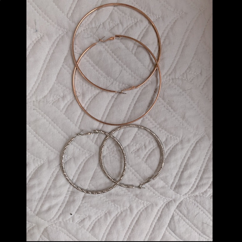 Rose gold hoops and silver hoops